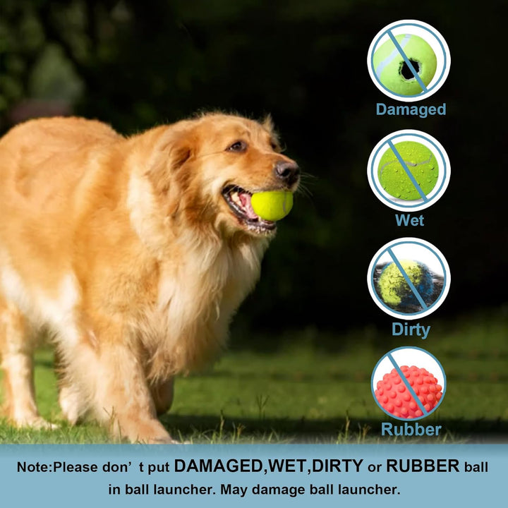 Dog Ball Thrower Launcher for Small and Middle Dogs, Automatic Ball Launcher with 3 Adjustable Distance 10-30Ft, Interactive Dog Toys Included 9 Mini Tennis Balls (2"), Blue