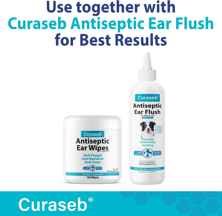 Cat & Dog Ear Infection Treatment Wipes – Soothes Itchy & Inflamed Ears – Cleans Debris and Buildup – 100 Count