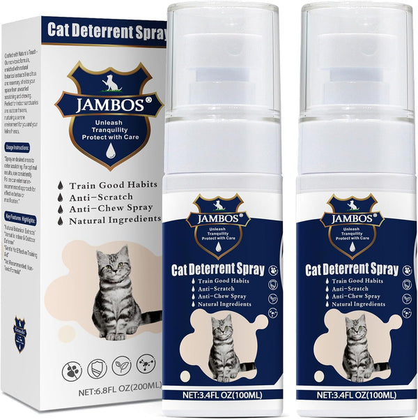 2 Bottles Cat Deterrent Spray – Natural, Non-Toxic Anti-Scratch Spray for Cats & Kittens – Indoor & Outdoor Pet Training Aid – Furniture & Carpet Protector (Blue, M)