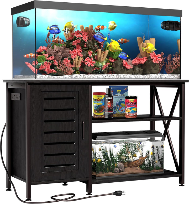 20-29 Gallon Fish Tank Stand, Aquarium Stand with Cabinet Accessories Storage, Heavy Duty Metal Frame, 31.49" L*15.74" W Tabletop, 330LBS Capacity, Black PG07YGB