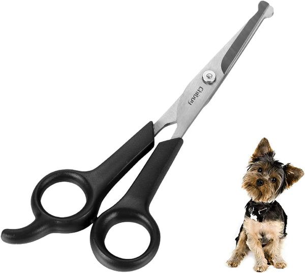 Professional Pet Grooming Scissors with round Tip Stainless Steel Dog Eye Cutter for Dogs and Cats, Professional Grooming Tool, Size 6.70" X 2.6" X 0.43" 1. Grey