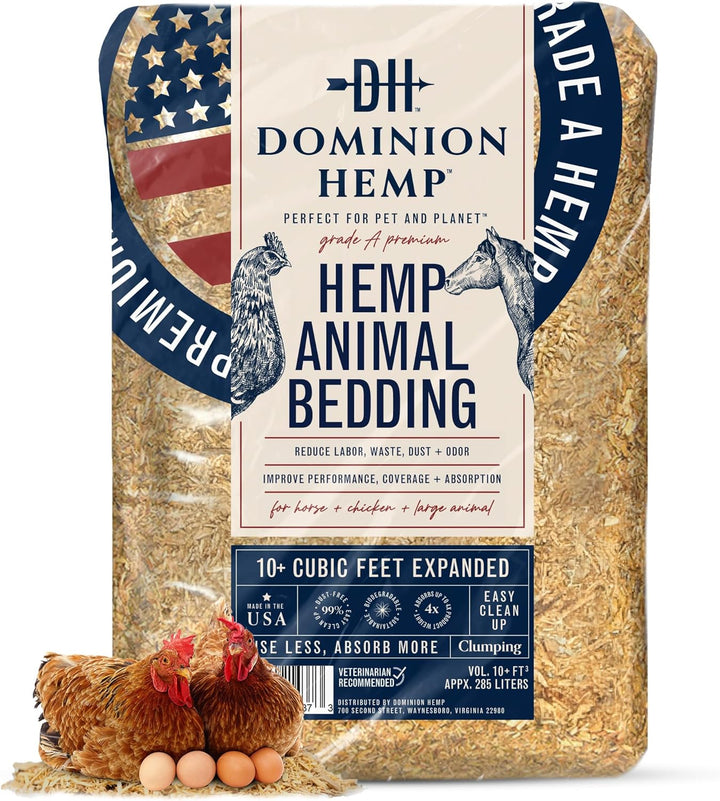 Premium Hemp Bedding for Chicken Coops in Bulk 285 Liters - Usa-Grown & Processed - Ideal Nesting Material for Newly Hatched Chicks - Brooder Cover - Suitable for Pet Bedding, 1-Pack