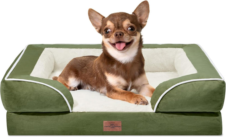 Orthopedic Dog Bed for Extra Large Dogs 42X30 Inch, Waterproof Supportive Egg Crate Foam XL Pet Bed with Removable Bolsters, Dog Couch with Washable Cover & Non-Slip Bottom, Grey