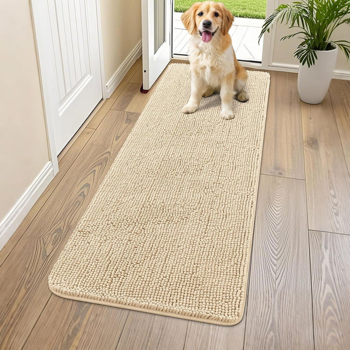 Dog Door Mat for Muddy Paws 30X20, Absorbs Moisture and Dirt Doormat, Non-Slip Washable Quick Dry Chenille Front Door Mat Indoor Entrance, Entryway Carpet for inside Floor, Grey
