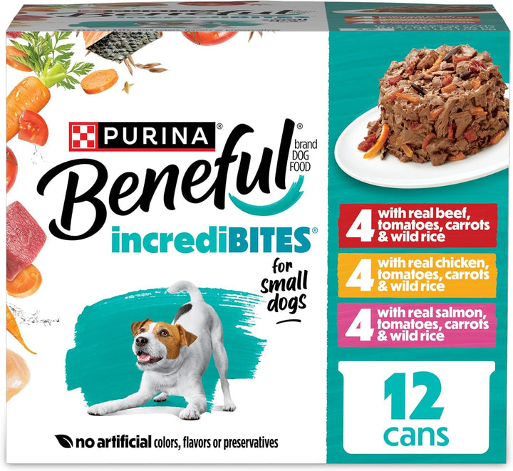 Purina  Small Breed Wet Dog Food Variety Pack, Incredibites with Real Beef, Chicken and Salmon - (Pack of 30) 3 Oz. Cans