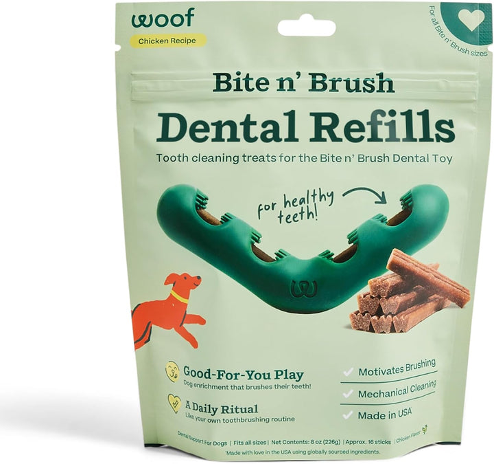 - Bite N' Brush Refills for the Dog Toothbrush Toy - Scrub Plaque and Tartar from Your Dog'S Teeth and Mouth - Dog Dental Chew Toy Treats - Approximately 16 Refills