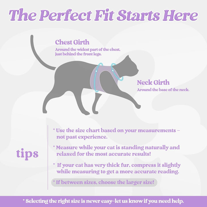 Cat Harness and Leash Set for Walking Escape Proof, Adjustable Soft Kittens Vest with Reflective Strip for Cats, Comfortable Outdoor Vest, Light Purple, S