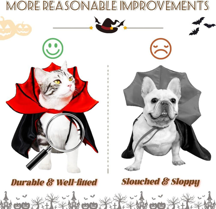 Cat Halloween Costume,Vampire Bat Wings Cape for Pets, Small Dog Halloween Costumes for Trick-Or-Treating, Cosplay, Parties & Photo Shoots (Red)