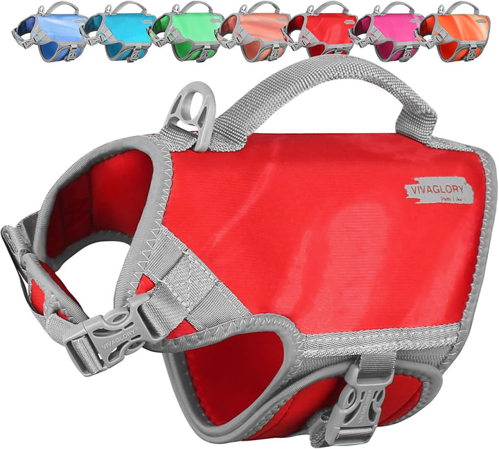 Neoprene Dog Life Vest, Dog Life Jacket for Swimming & Boating, Lightweight & Buoyancy for Puppy Doggy, Swimming Vest with Handle, XS, Raspberry Pink