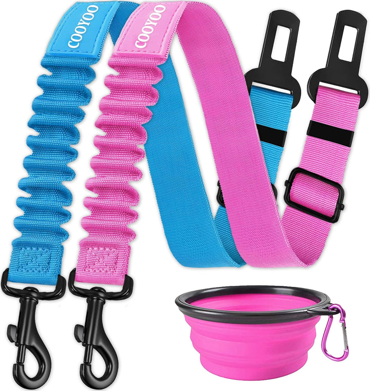 Dog Seat Belt,3 Piece Set Retractable Dog Car Harness Adjustable Dog Seat Belt for Vehicle Nylon Pet Safety Seat Belts Heavy Duty & Elastic