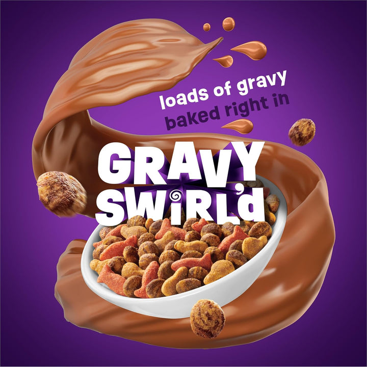 Purina  Dry Cat Food Gravy Swirl'D with Flavors of Chicken, Salmon and Gravy - 22 Lb. Bag