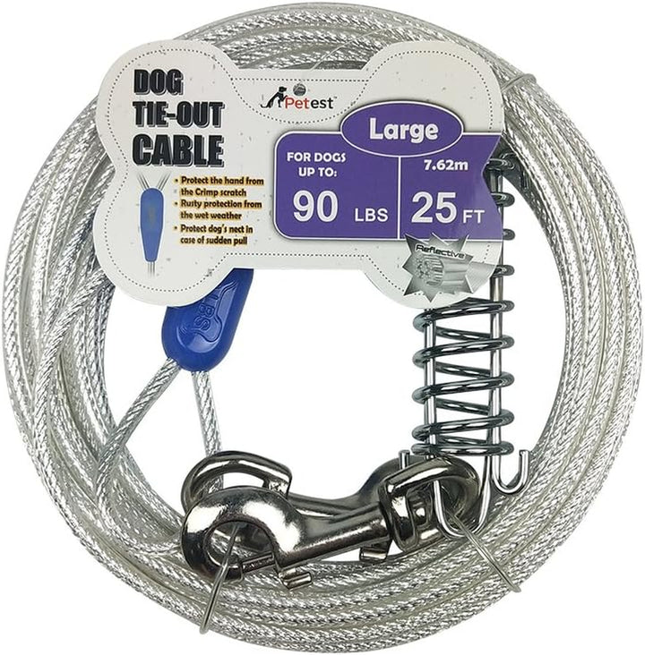 30Ft Reflective Tie-Out Cable for Heavy Dogs up to 125 Pounds