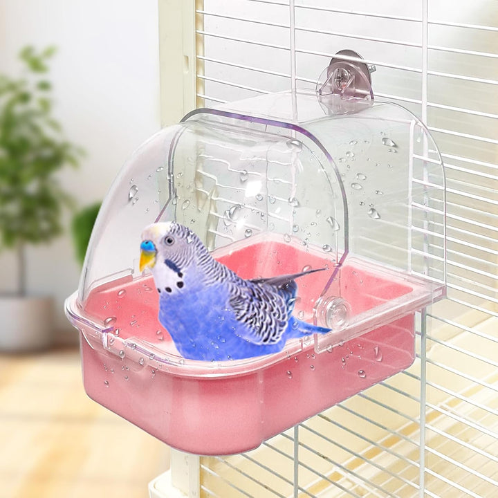 Bird Bath for Cage, Cleaning Pet Supplies Cockatiel Bird Bathtub with Hanging Hooks for Little Bird Parrots Spacious Parakeets Portable Shower for Most Birdcage(Blue)