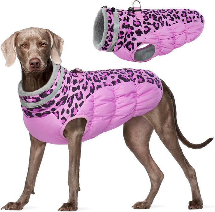 Dog Coat for Small Dogs,Waterproof Dog Winter Jacket with Harness Built in Puppy Cold Weather Coats Reflective Pet Vest with Zipper Warm Fleece Dogs Snowsuit Windproof Pink S