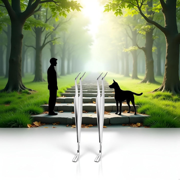 2Pcs Silver Stainless Steel Tick Tweezers Dual Tipped Tick Remover Tool First Aid Tweezers Tick Killer Tweezer for Human Dogs Cats Tick Remover Tools Flea and Tick Control