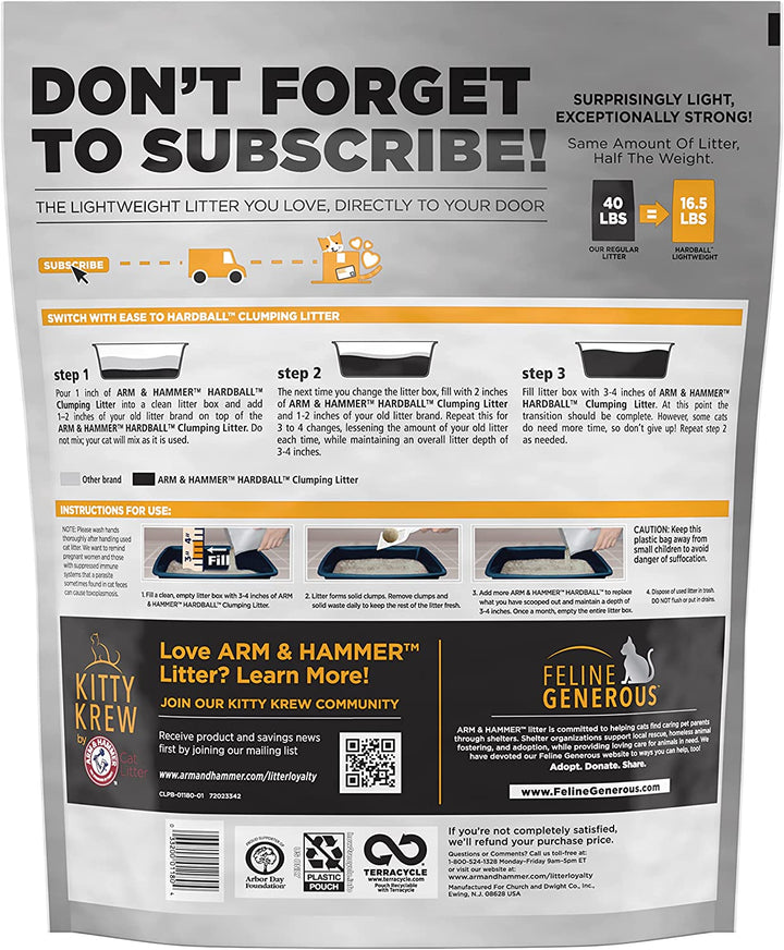 Hardball Lightweight Platinum Multi-Cat Clumping Cat Litter Odor Control, Easy No-Mess Scooping, Garden Bloom Scent, 16.5 Lbs.