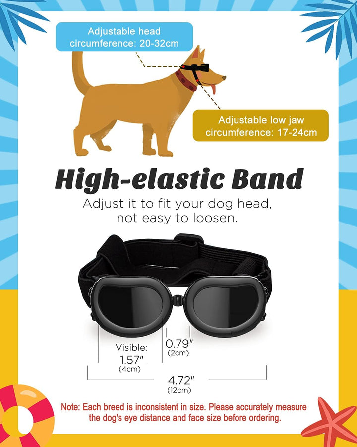 Dog Sunglasses Small Breed Goggles UV Protection,Goggles for Small Dogs Eye Wear Protection with Adjustable Strap Windproof Anti-Fog Sunglasses for S-Mall Doggy Doggie Glasses,Black