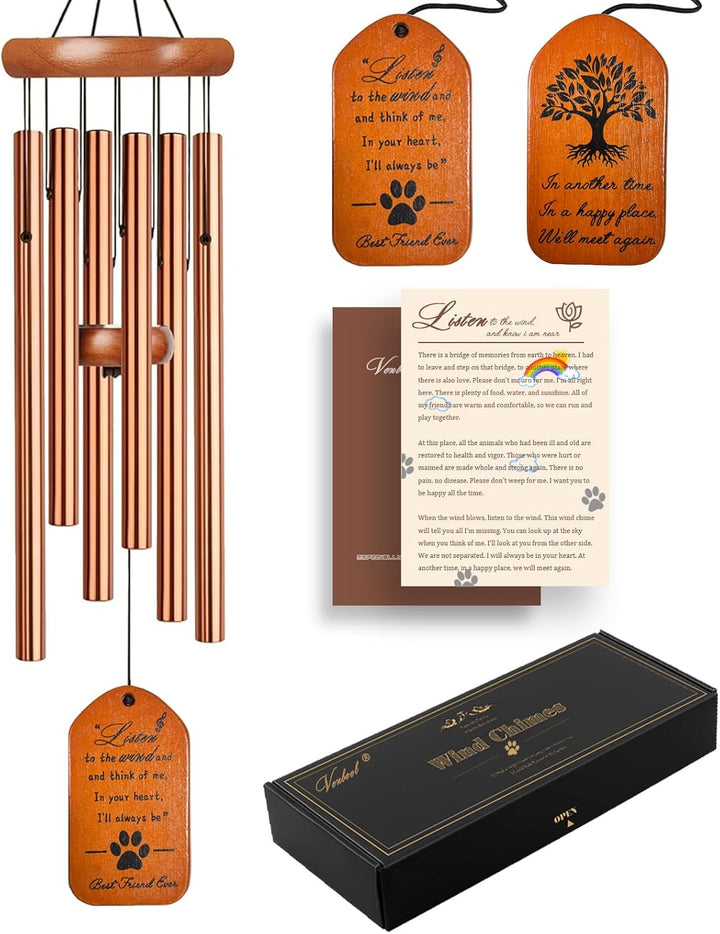 Dog Memorial Gifts, 28" Pet Memorial Wind Chimes, Loss of Dog Sympathy Gift, Pet Loss Passing Away Remembrance Bereavement Gift