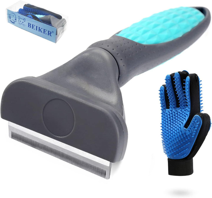 Dog Brush for Shedding Short Haired Dogs, Undercoat Deshedding Tool Set, Gently and Effectively Remove Loose Hair and Reduce Shedding, Includes a Brush and a Double-Sided Silicone Glove