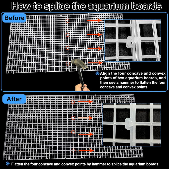 4 Aquarium Lid Hood Fish Tank Top Cover Terrarium Lid Plastic Grid Panel Egg Crate Grate 6 Aquarium Glass Cover Board Clip