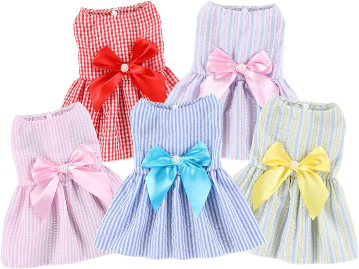 Dog Dresses, Fashion Pet Dog Clothes, Striped Mesh Puppy Dogs Princess Dresses (Pink, Small)