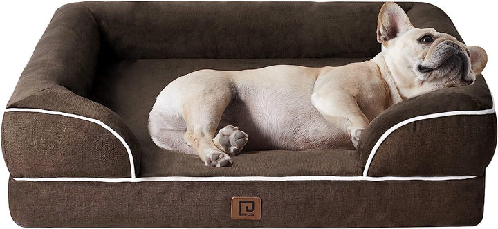 Orthopedic Dog Beds for Extra Large Dogs 44X32Inch, Waterproof Memory Foam XL Pet Bed with Sides, Non-Slip and Egg-Crate Foam Big Dog Couch Bed with Washable Removable Cover, Grey