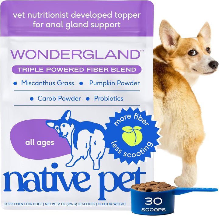 Wondergland - Dog Anal Gland Treatment Using Fiber for Dogs - Prevent Scooting for Dogs Anal Gland Supplement Including Dog Gut Health Probiotics for Anal Gland Support - 30 Scoops