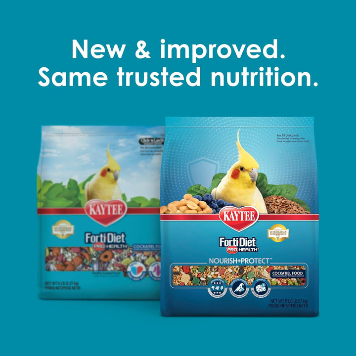 Forti-Diet Pro Health Nourish+Protect Cockatiel Food, Comprehensive Nutrition Backed by Science, Digestive Health, Immune Support, 5 Pounds