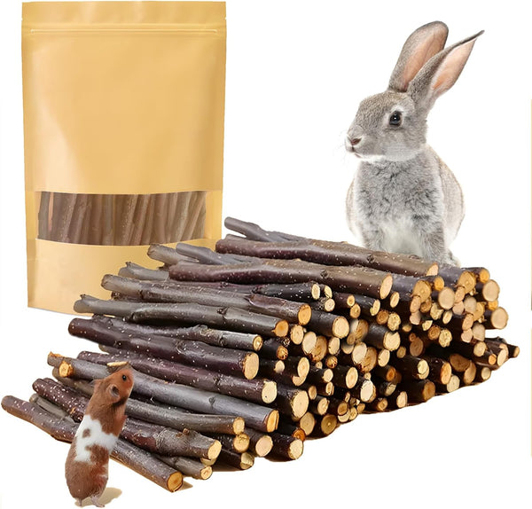 600G Organic Apple Sticks Small Animals Molar Wood Treats Toys for Chinchillas Guinea Pig Rabbits Hamster Gerbil Parrot Bunny Chew Stick Toys, 21.2 OZ