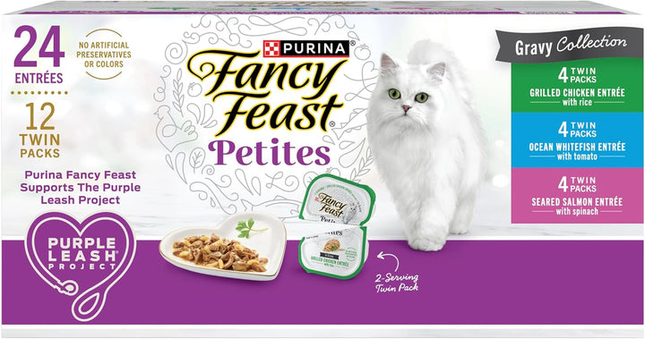 Purina  Gourmet Wet Cat Food Variety Pack, Petites Gravy Collection, Break-Apart Tubs, 48 Servings - (Pack of 24) 2.8 Oz. Tubs