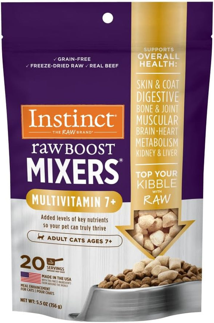 Raw Boost Mixers, Freeze Dried Cat Food Toppers with Functional Ingredients, Grain Free, Real Chicken - Digestive Health, 5.5 Oz Bag