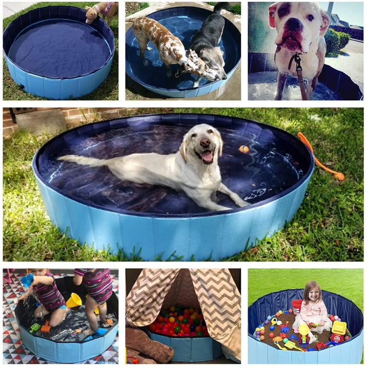 Foldable Dog Pet Bath Pool Collapsible Dog Pet Pool Bathing Tub Kiddie Pool Doggie Wading Pool for Puppy Small Medium Large Dogs Cats and Kids 48" Blue