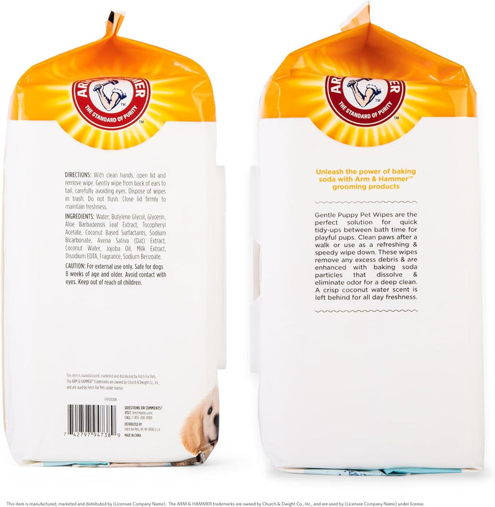 Dog Grooming Wipes - Natural Deodorizing Pet Wipe with Coconut - Travel Essential & Supplies for Dogs - Dog Whole Body & Face Cleaning - Odor Eliminator with Baking Soda Power - 100 Count