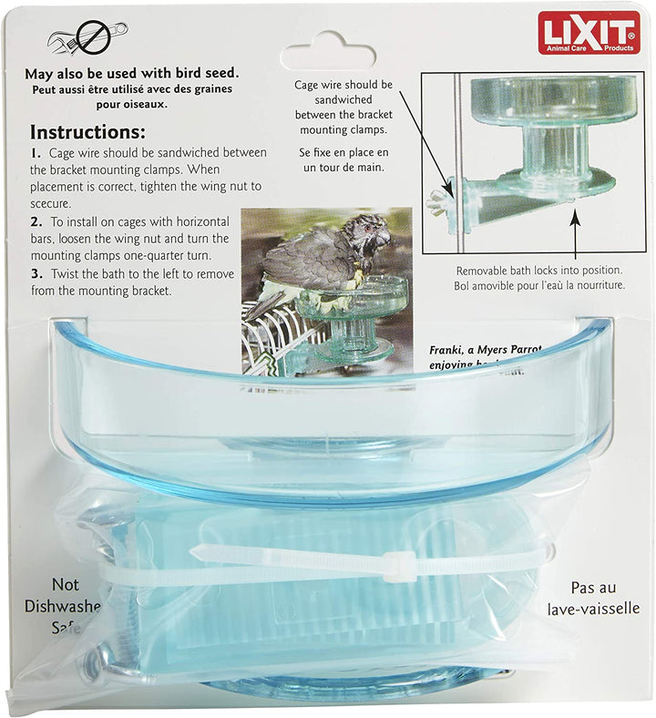 Quick Lock Bird Cage Bath for Lovebirds, Canaries, Finches, Parakeets, and Cockatiels and Other Small to Medium Feathered Friends (Pack of 1)