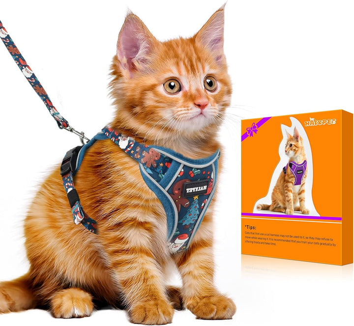 Cat Harness and Leash Set - MAX Safety 4Th-Gen Upgrade, Escape Proof, Adjustable, Comfortable Soft Vest, Easy to Wear Kitten Harness with Reflective Strip for Cats Walking - Small Black