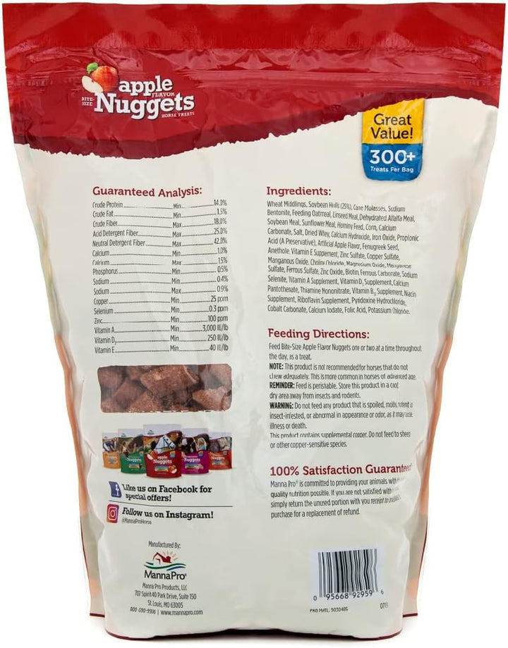 Bite-Size Nuggets for Horses - Pocket Sized Training Horse Treats - Apple Flavored Treats - Packs with Vitamins & Minerals- Great Taste Guaranteed - 4Lbs