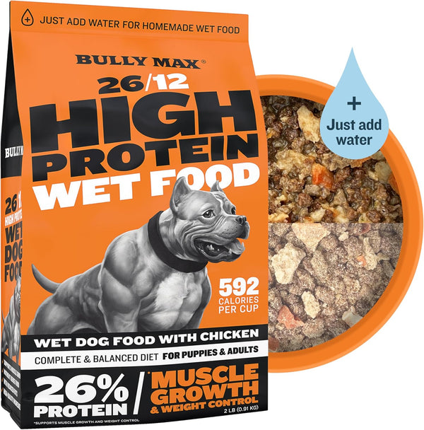 Wet Dog Food for Adults & Puppies - Dehydrated High Protein Instant Fresh Soft Dog Food with Chicken - Healthy Muscle Growth for Small & Large Breeds - 2 Dry Pounds (Makes 5.5 Lbs. Wet Food)