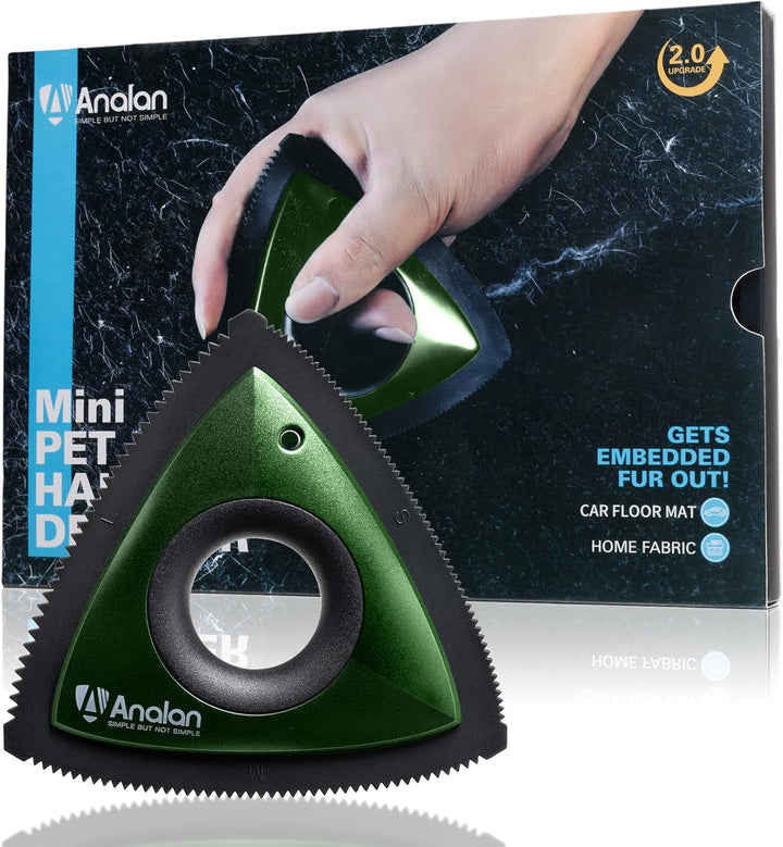 Mini Pet Hair Remover for Car Detailing Supplies, Carpet Dog Hair Remover for Car Interior, Triangle Dog Hair Remover for Auto Detailing, Couch, Furniture, Lint, Carpet (Jet Black)