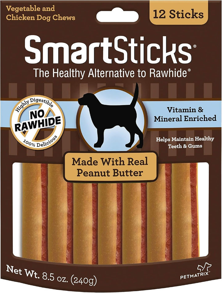 Smartsticks with Real Peanut Butter, 25 Count, Treat Your Dog to a Rawhide-Free Chews for Dogs