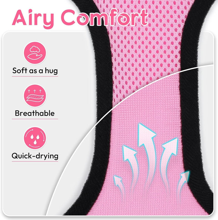 Cat Harness and Leash Set, Escape Proof Safe Adjustable Kitten Vest Harnesses for Walking, Easy Control Soft Breathable Mesh Jacket with Reflective Strips for Cats, Pink, XS