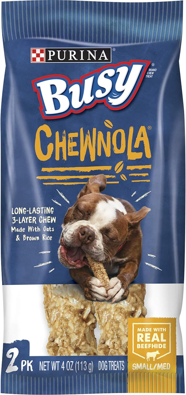 Rawhide Small/Medium Breed Dog Bones, Chewnola with Oats & Brown Rice - 10 Ct. Pouch