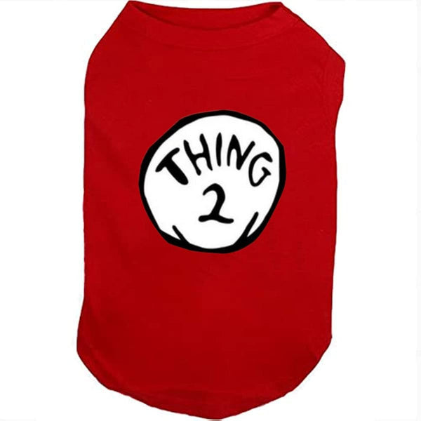 Dog Shirts for Pet Clothes Soft Breathable Puppy Shirts Pop Culture Thing 1 to Thing 9 Printed Pet T-Shirt (RED-2, Large)