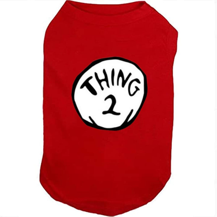 Dog Shirts for Pet Clothes Soft Breathable Puppy Shirts Pop Culture Thing 1 to Thing 9 Printed Pet T-Shirt (RED-2, Large)