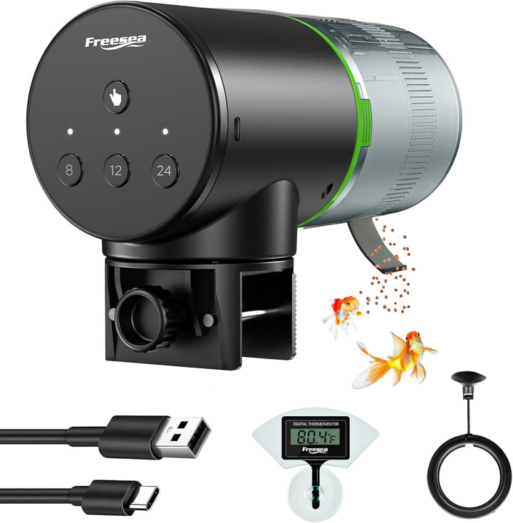 Automatic Fish Feeder for Aquarium: Auto Fish Food Dispenser with Timer for Small Tank Betta Turtle - Battery Vacation Self Feeding for Flakes