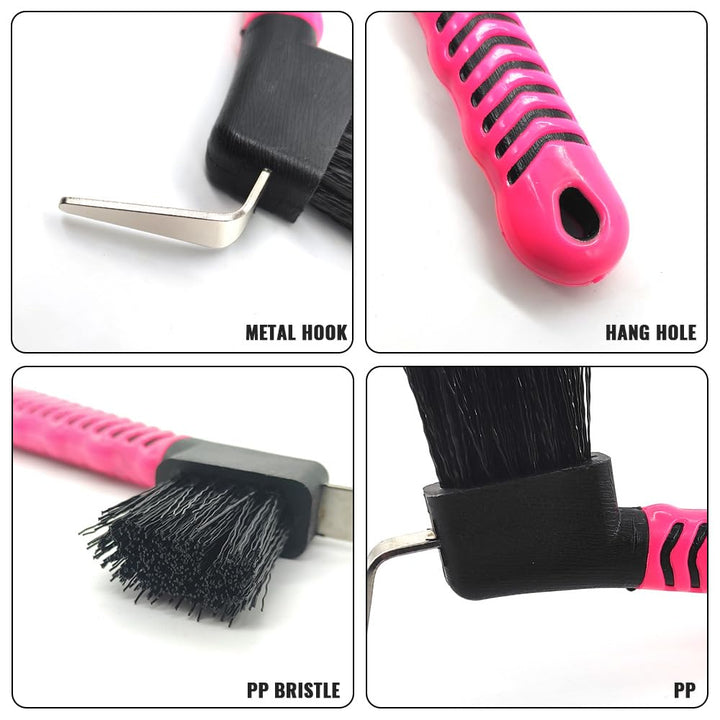 Stiff Bristled Horse Hoof Pick Brush with Soft Rubber Handle, Portable (2PCS, Random Color)