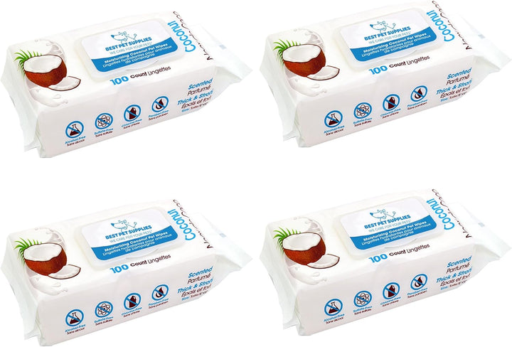 Pet Wipes for Dogs - Dog Wipes Cleaning Deodorizing, for Coats, Ears, Paws - Calming Lavender, Aloe Vera, 100 Count