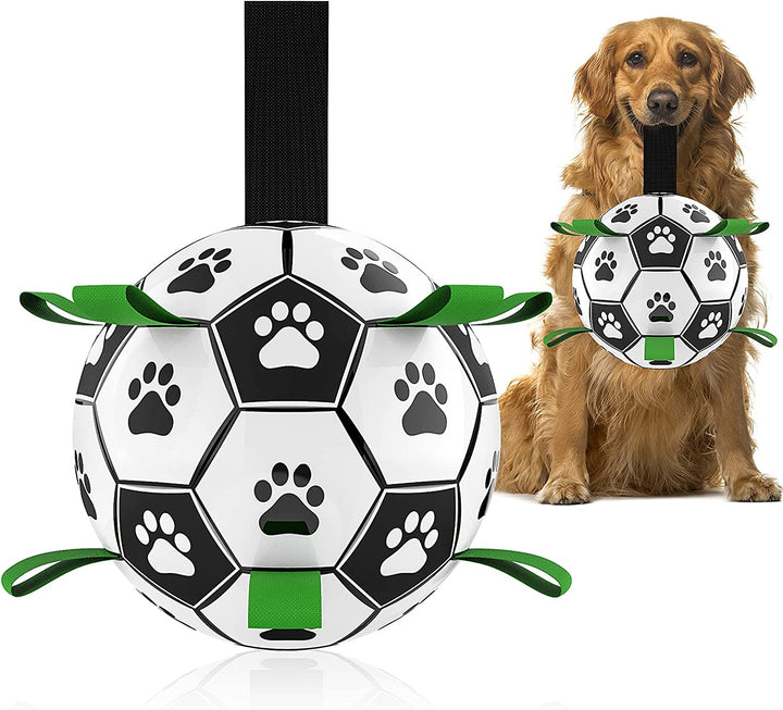 Premium Dog Toys Balls, Dog Soccer Ball with Straps, Dog Birthday Gifts, Herding Ball, Durable Balls for Small Medium Pet, Puppy Outdoor Toy, Pet Training Soccer Ball, World Cup Soccer (6 Inch)