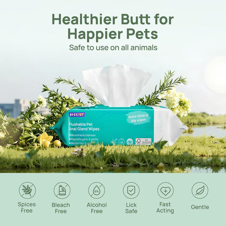 Wipes for Dogs & Cats, Vet Recommended Cleansing Deodorizing & Soothing Allergy Infections Anal Gland Wipes with Coconut Oil, Dog Wipes for Cleaning Butt Paw, Remove Small Animal Coat Stain