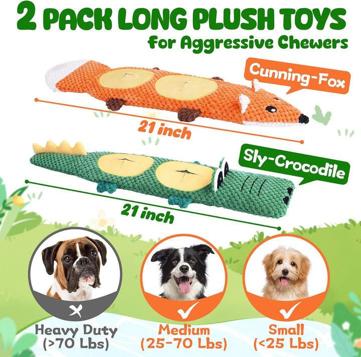 Dog Toys for Aggressive Chewers, 2 Pack No Stuffing Interactive Dog Toys for Boredom and Teething, Squeaky Chew Toy for Small, Medium Breed to Keep Them Busy