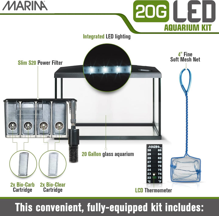 Aquarium Kit - 20 Gallon Fish Tank - LED